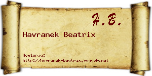 Havranek Beatrix névjegykártya